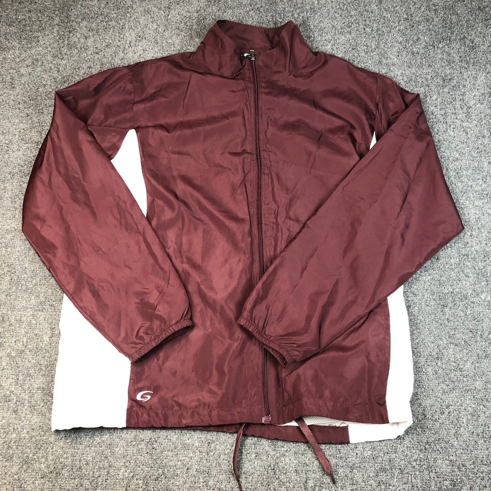 GTM Sportswear Windbreaker Jacket‎ Maroon White Full Zip Athleisure Mens L